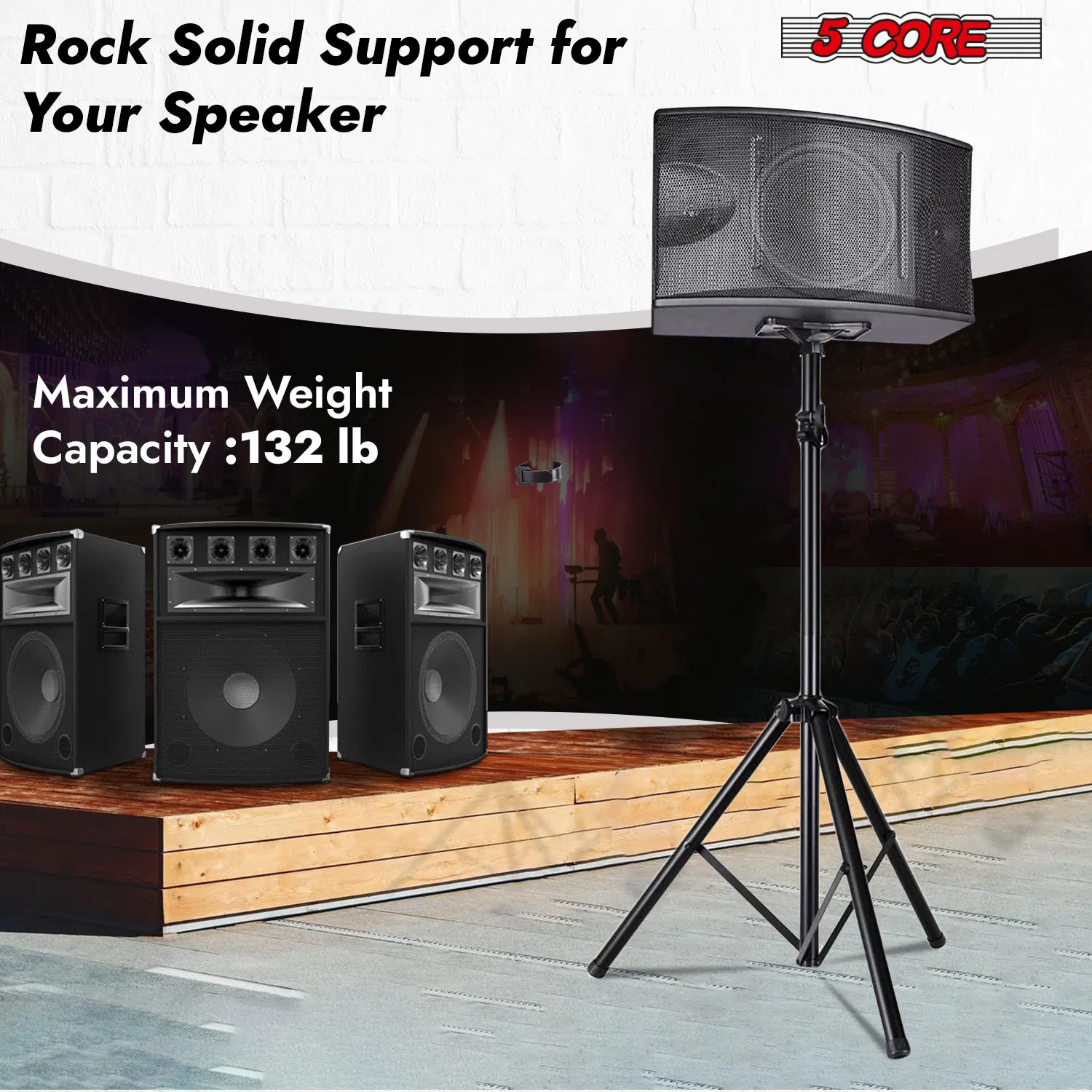 5 Core Speaker Stand Tripod Floor Heavy Duty Adjustable Up to 72 Inch DJ Studio Monitor Stands Pole Mount image 7