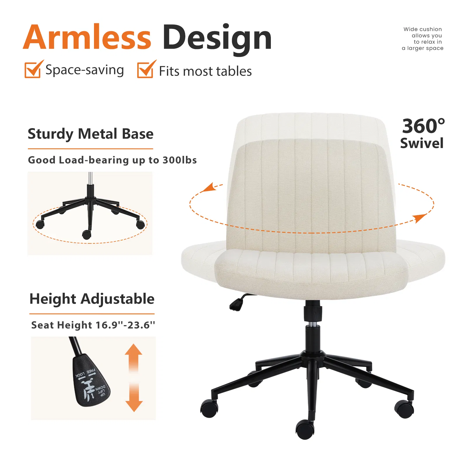 Armless Swivel Office Chair, picture 4 of 7
