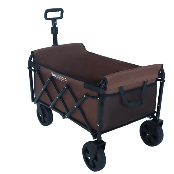 Expandable Dual-Layer Utility Wagon with 100% Extra Space - Grocery Cart for Camping, Shopping, Sports, Gardening, Fishing, Supports 225lbs, Brown -39