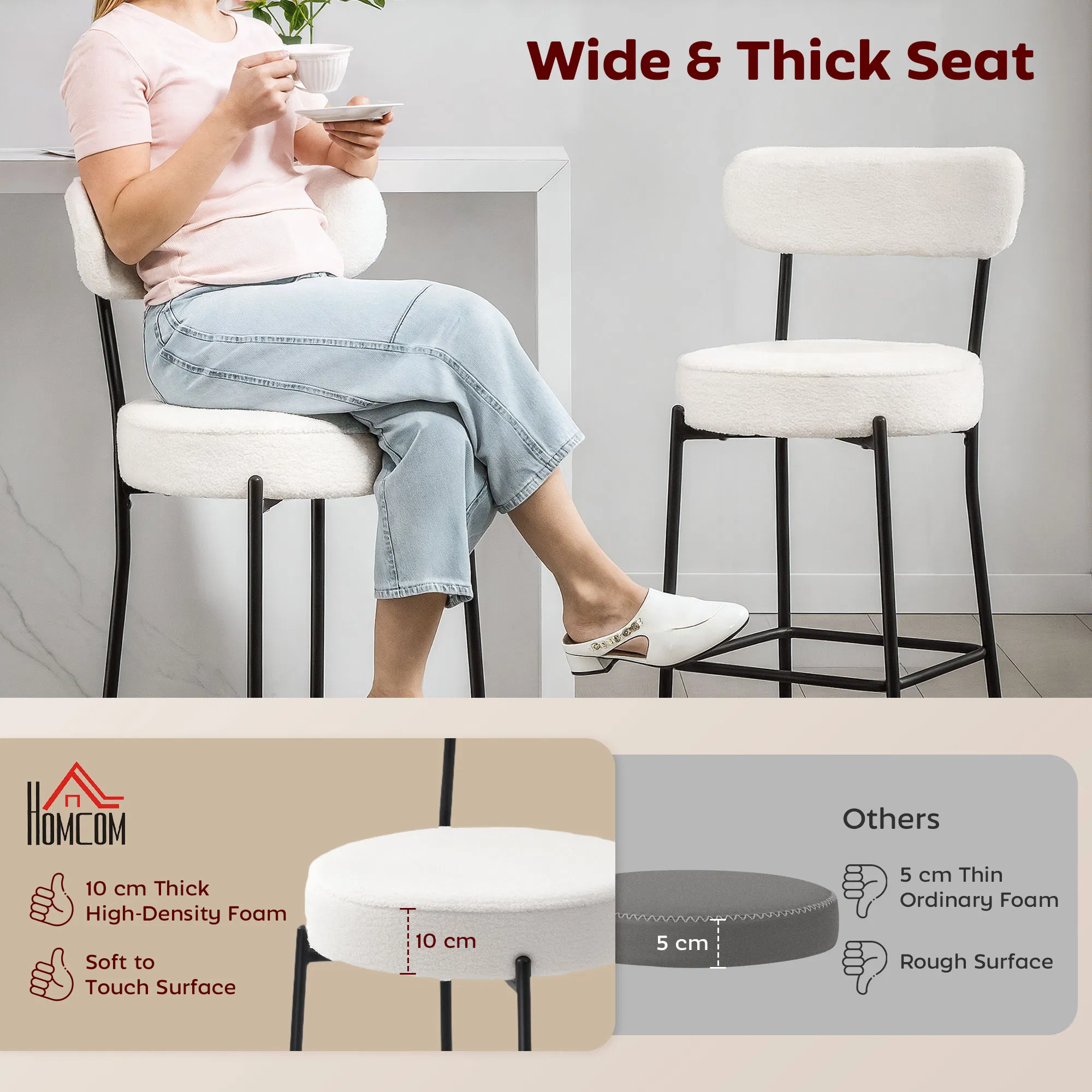 Upholstered Bar Stools with Backrest, picture 4 of 5