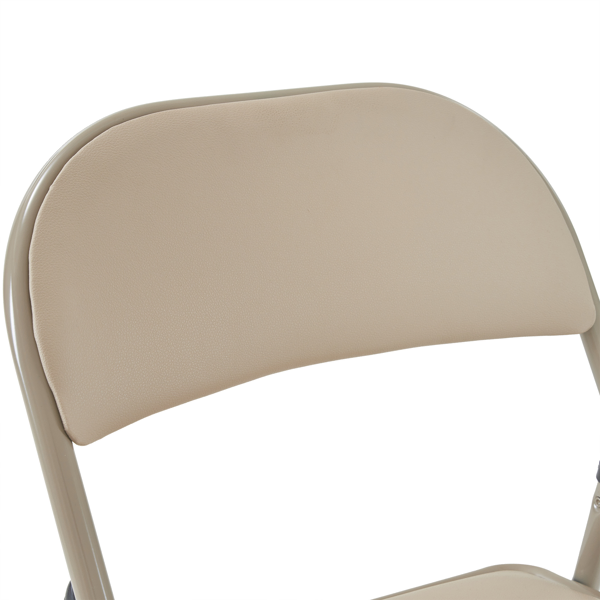6pcs Elegant Foldable Iron & PVC Chairs for Convention & Exhibition  Light Brown-65