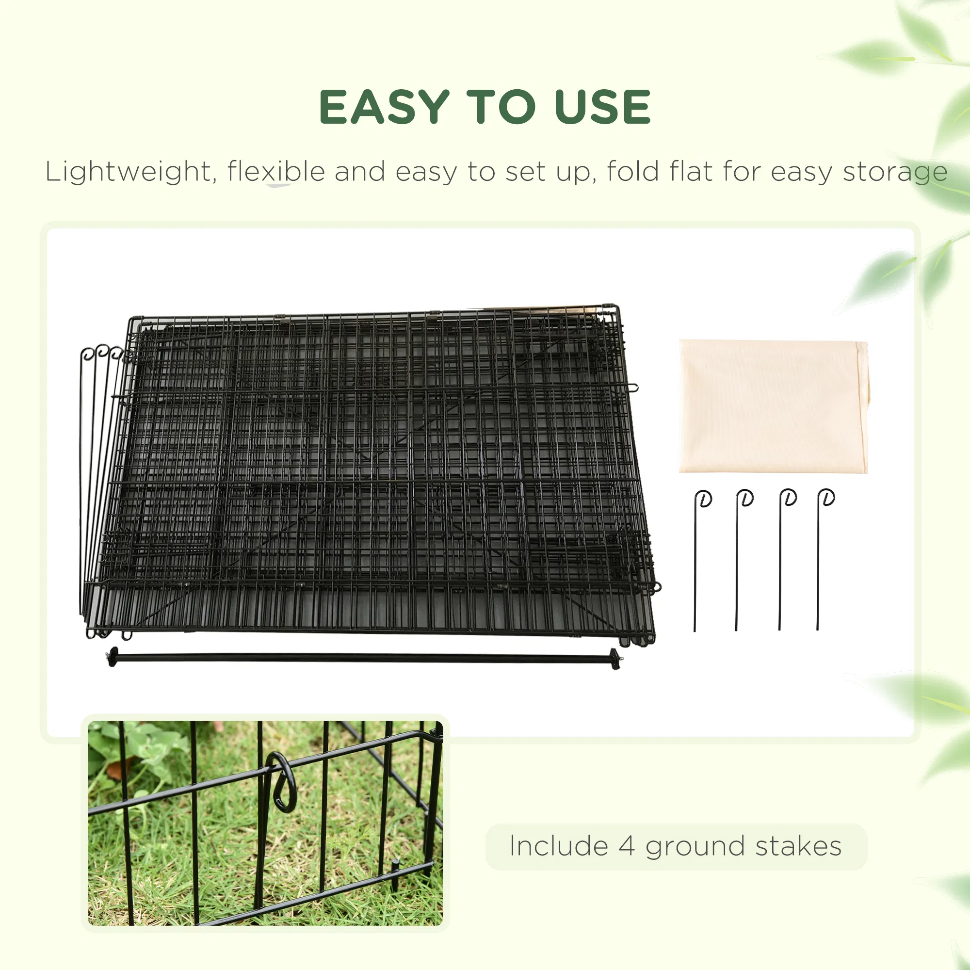 87x41x41-IN Catio Rabbit Guinea Pig Cage Chicken Coop Run, Small Animal Enclousure Outdoor Indoor with Cover and Multiple Doors, Beige — image 1