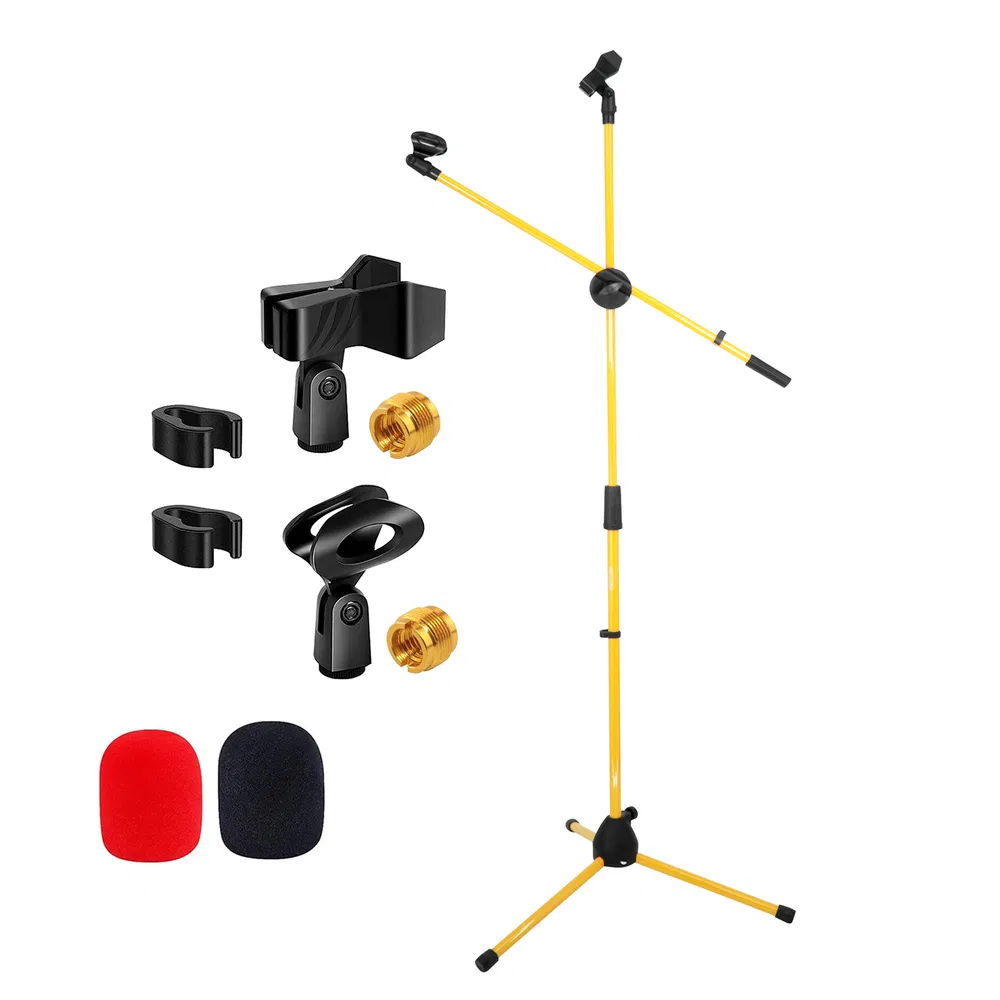 5 Core Mic Stand Floor Height Adjustable Tripod Microphone Stands w Extending Telescoping Boom Arm - MS DBL G image 21