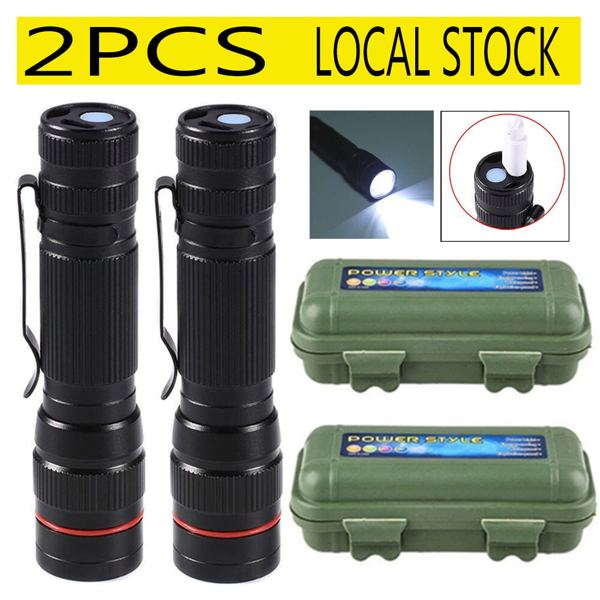 2 Pack USB Rechargeable LED Flashlight Adjustable Focus 3-Modes Outdoor Mini Flashlight W/ USB Cable+Mini Box-23