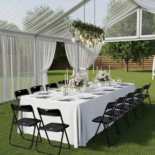 10 Pack Plastic Folding Chairs, Stackable Commercial Chairs, Portable Event Seats Indoor Outdoor for Home Event Party Picnic School Wedding, Black-18