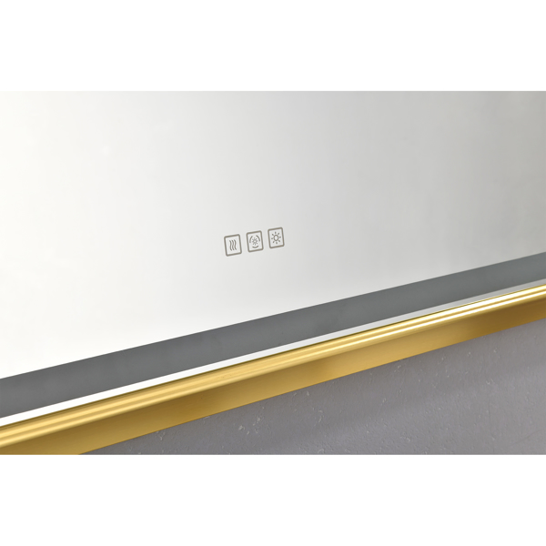 48x30 英寸 LED 前照光浴室镜, 带金属框架, 壁挂式梳妆镜, 带智能触摸按钮, 防雾, 记忆功能, 3 种颜色, 无级调光化妆镜-17