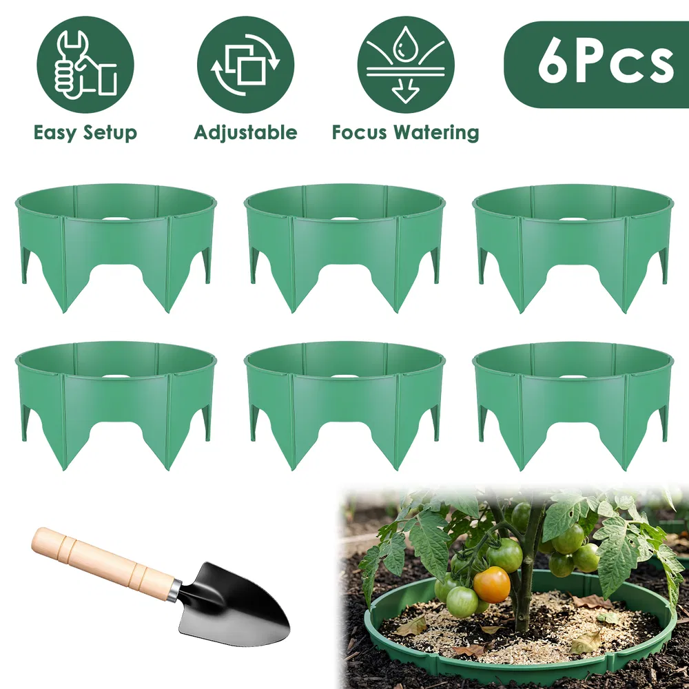 6Pcs/12Pcs 10in Planting Grow Rings Adjustable for Outdoor Plants Interlocking PP Plant Protection Rings with Hand Shovel Deep Watering Plant Guards for Vegetables Flowers Shrubs Tomatoes Garden Beds image 13