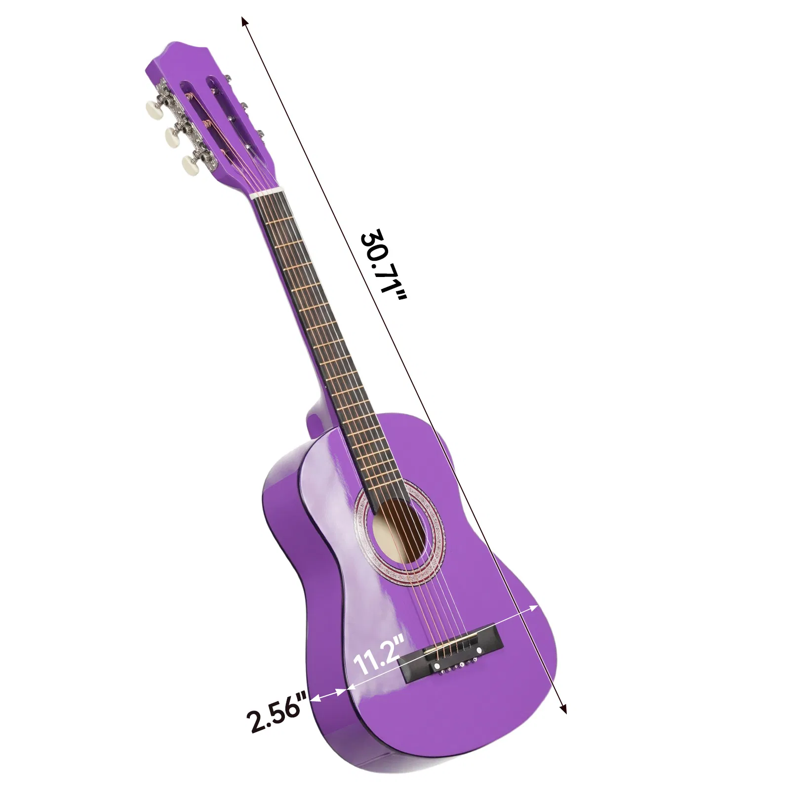 Purple 30-inch Round Acoustic Guitar with Picks, Strings, Capo, Case, Tuner, and Strap image 2