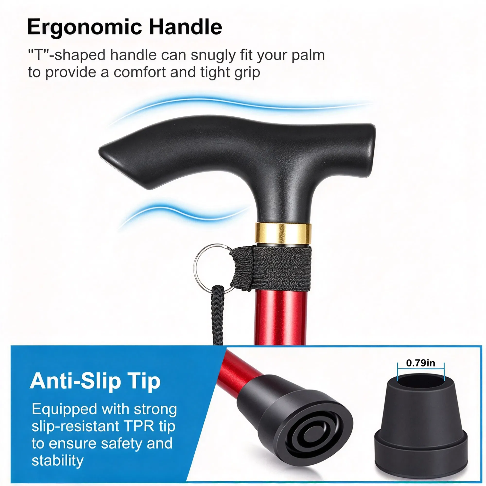 Folding Aluminum Hiking Stick with T-Handle