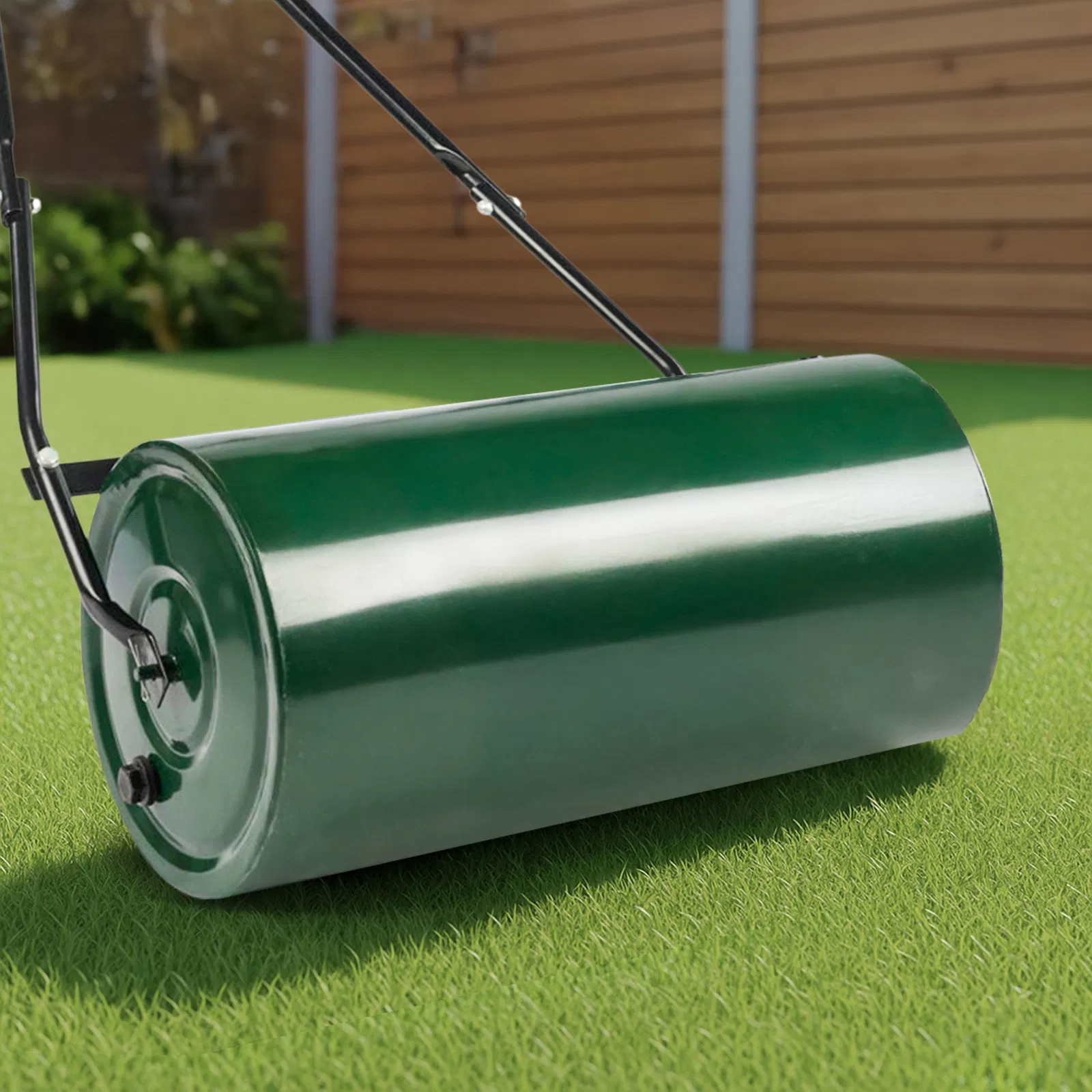 24in Heavy Duty Steel Lawn Roller, Garden Roller Can Be Filled with Water or Sand, Hand Roller with U-shaped Handle, Green & Black image 10