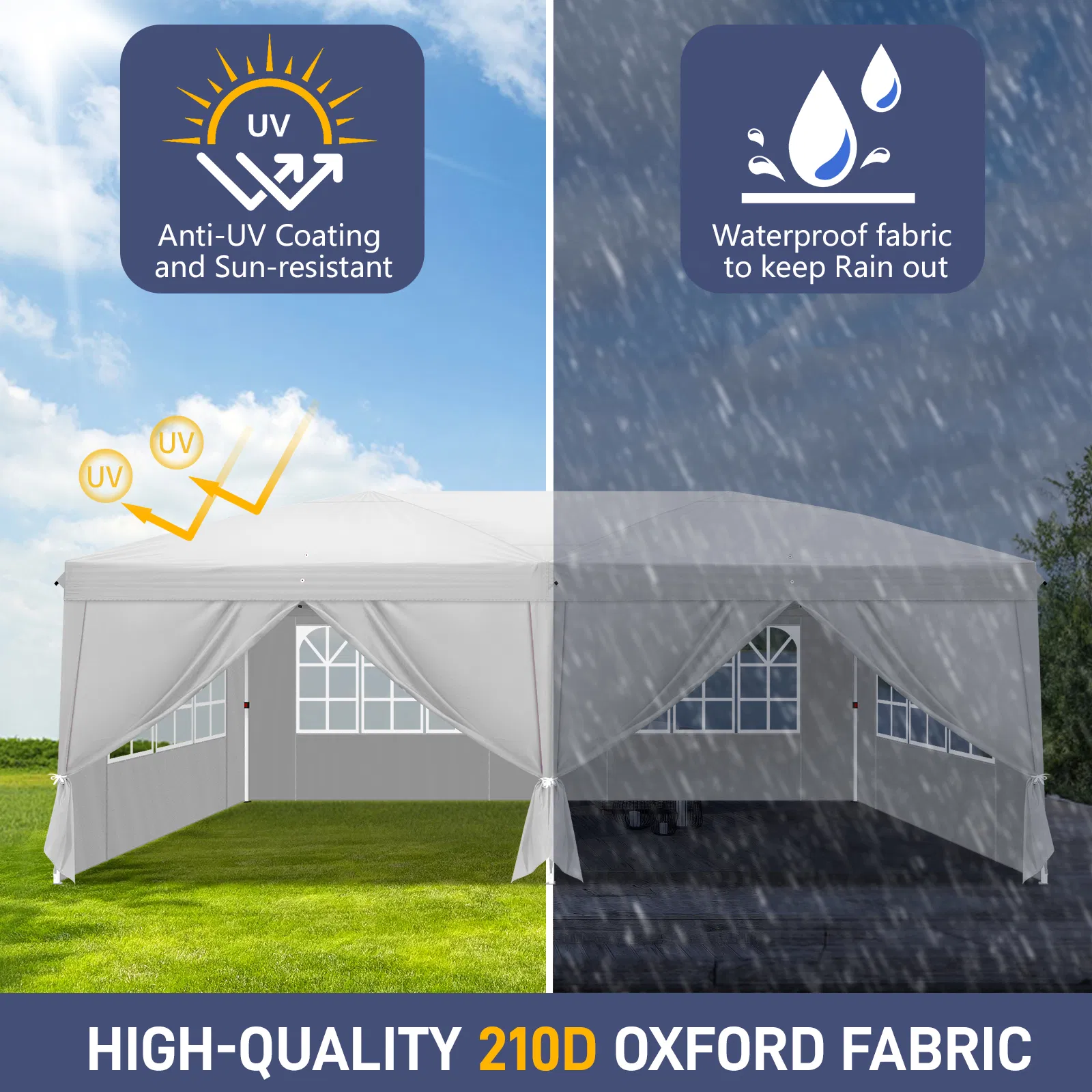 3 x 6m Four Windows Practical Waterproof Folding Tent White image 16