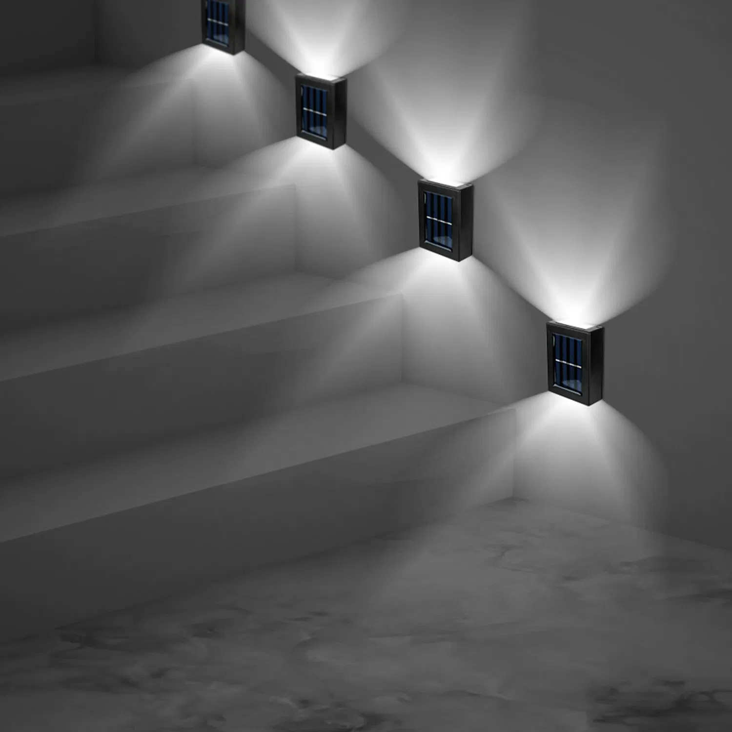 2Pcs Solar Deck Lights Outdoor 2LED Beads Waterproof Sensor Fence Stair Lamps For Patio Landscape Yard White Lighting Color — 1