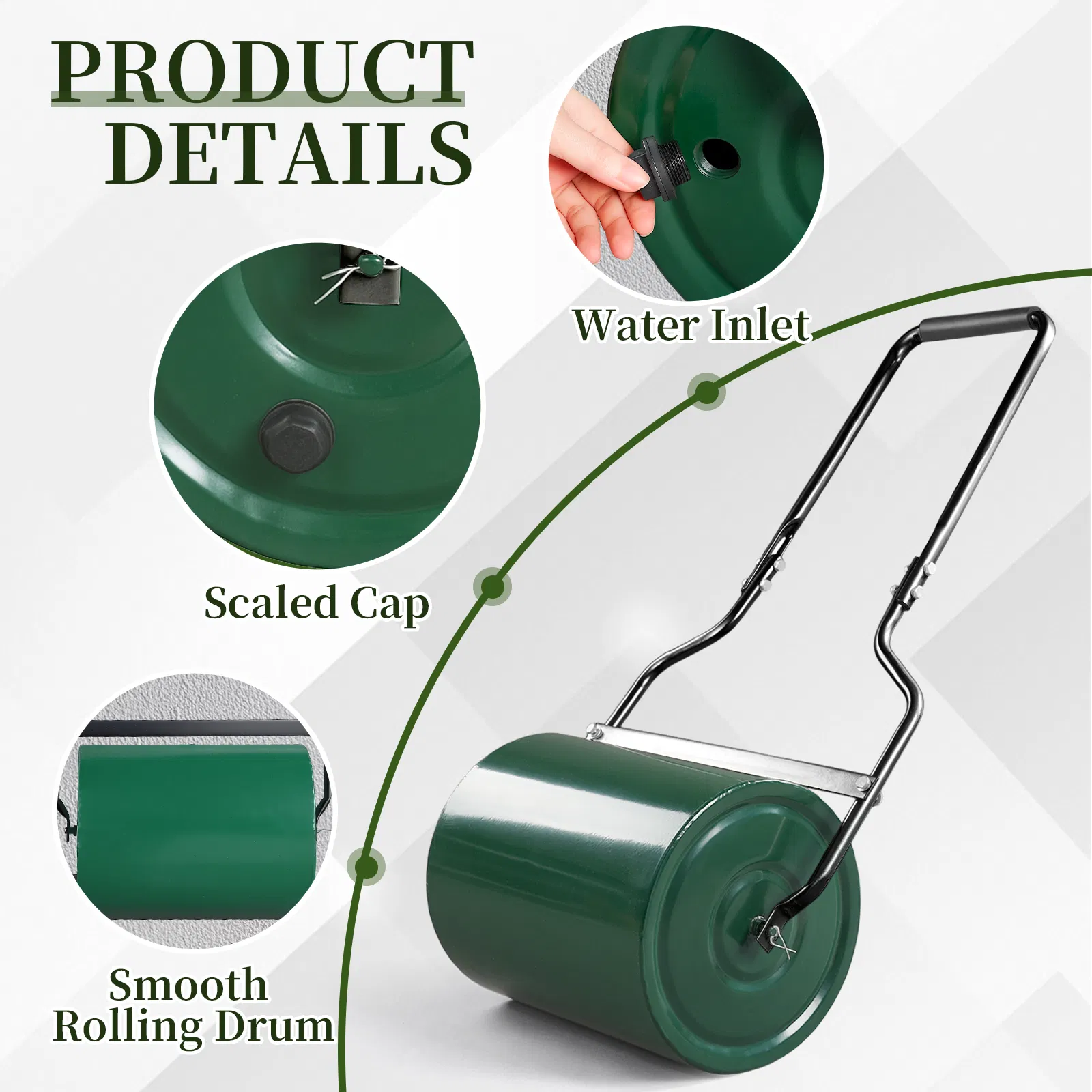 16in Heavy Duty Steel Lawn Roller, Garden Roller Can Be Filled with Water or Sand, Hand Roller with… image 17