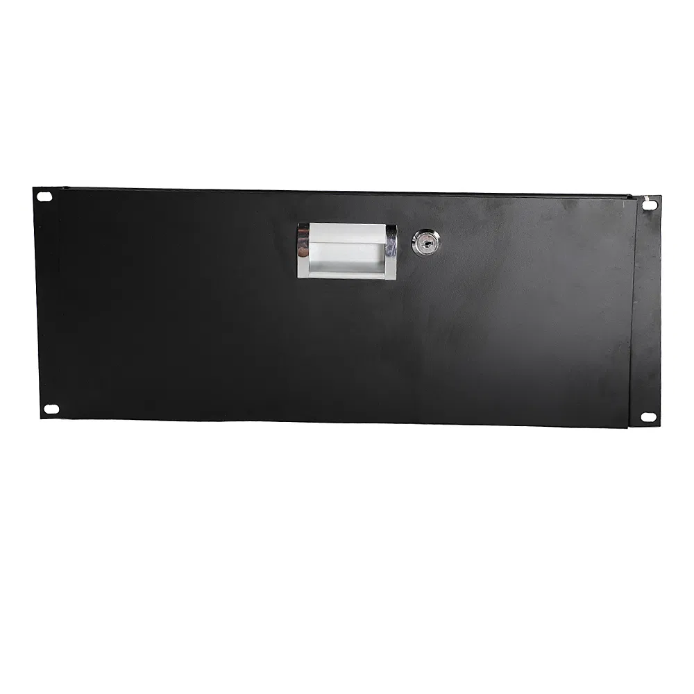 19" 4U Steel Plate DJ Drawer Equipment Cabinet with Keys Black image 7