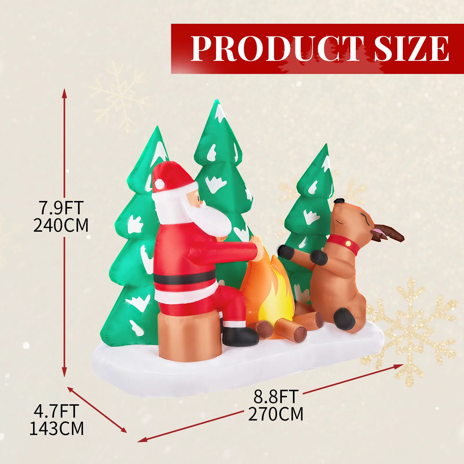 9FT Lighted Christmas Inflatable Decoration, Inflatable Santa and Reindeer Around Campfire, Funny Blow Up… image 6