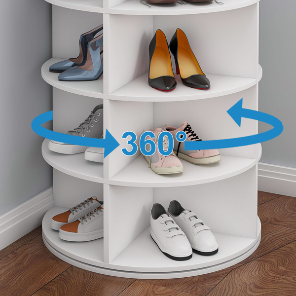 Rotating Shoe Rack Tower, 8-Tier Spinning Storage Rack, Free Standing 360° Revolving Shoe Organizer, Holds 32 Pairs of Shoes (8-Tier,White) -29