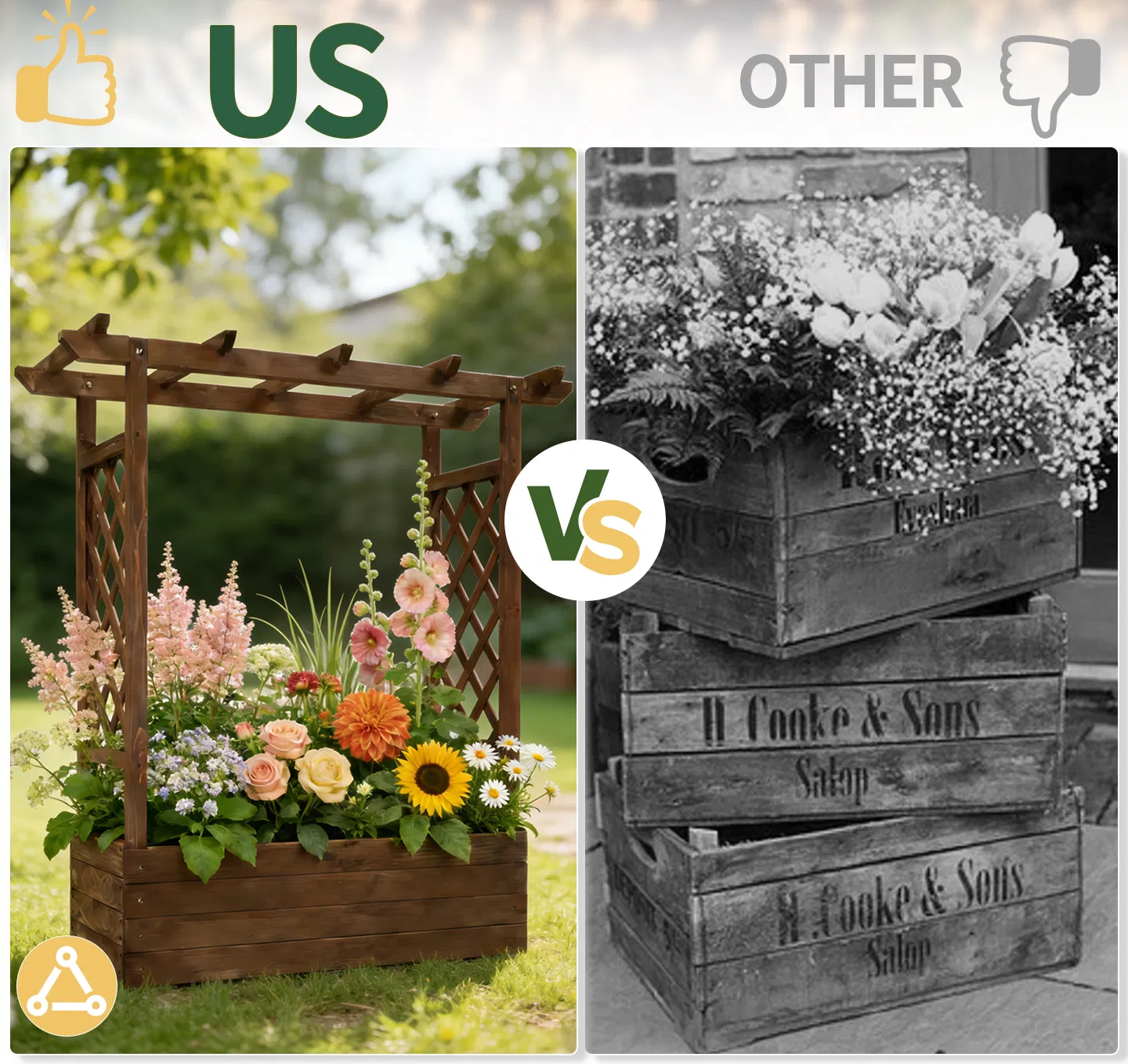 43.5*17.5*44.5 In Fir With Arched Lattice Raised Garden Bed Wooden Planting Frame Carbonized image 3