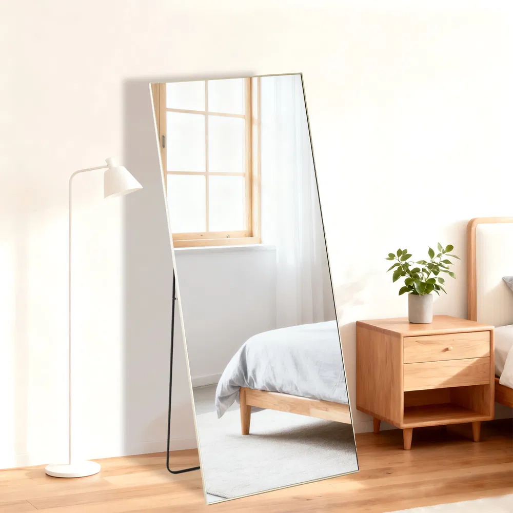 58"x19" Full Length Mirror with Stand Floor Mirror with Aluminum Alloy Frame Body Wall-Mounted Mirrors For Bedroom Bathroom image 10