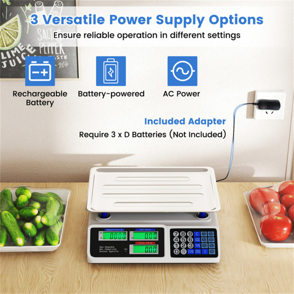 66lb/30kg Digital Produce Scale: 0.01lb/5g Precision, Dual Backlit LCD, 3 Power Options, Detachable Stainless Steel Platform for Market/Deli-13
