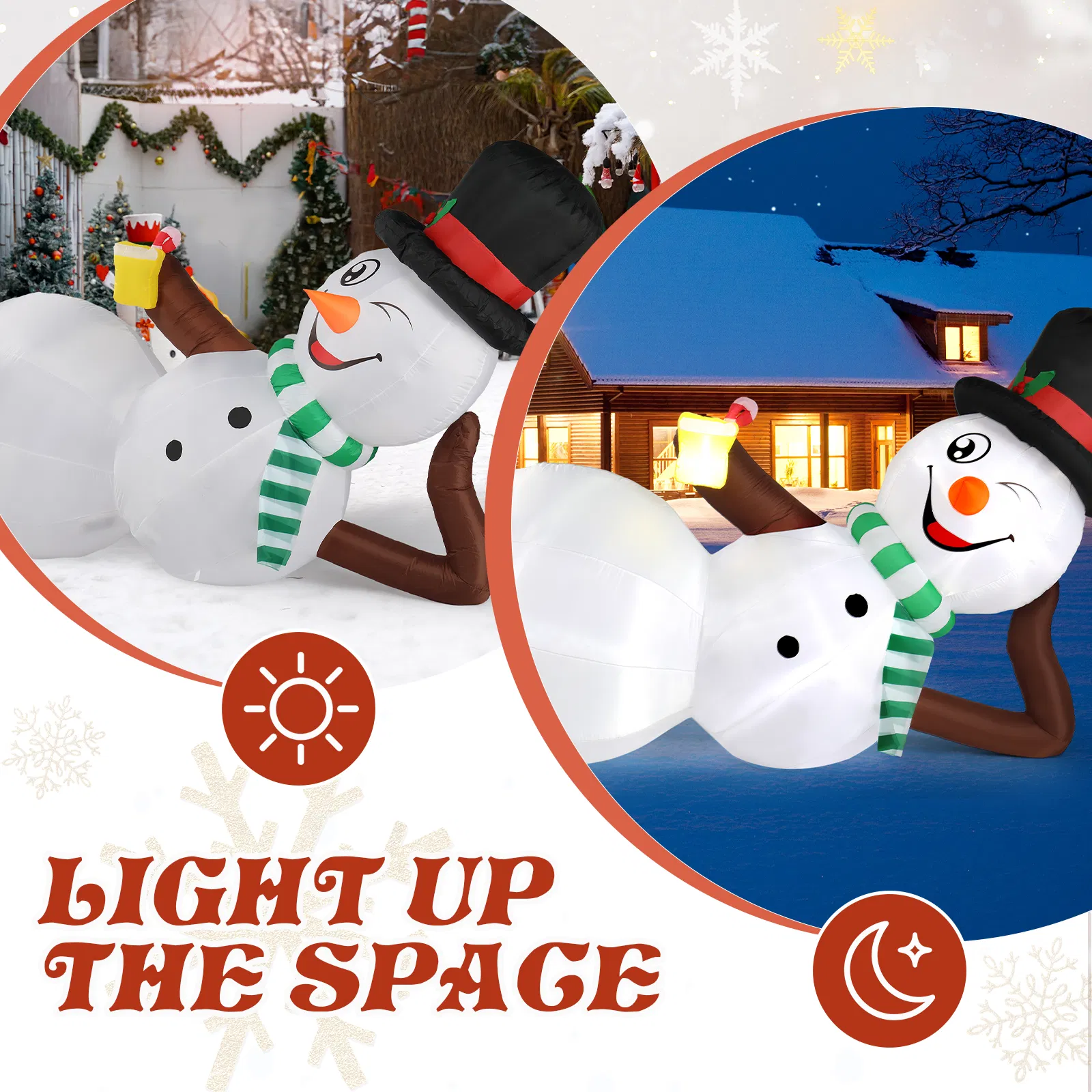9.8 FT Lighted Christmas Inflatable Decoration, Large Inflatable Lying Snowman, Funny Blow Up Yard… image 3
