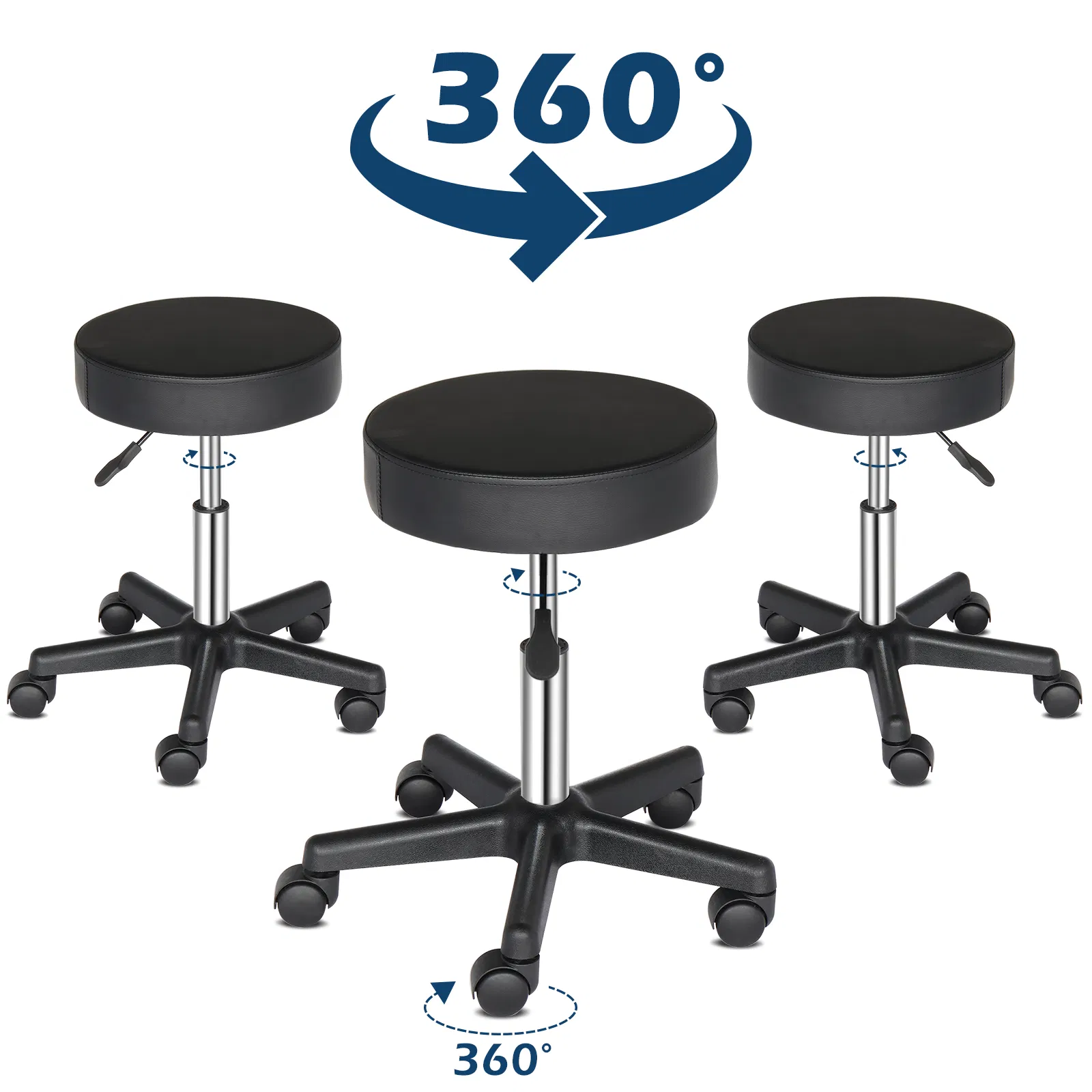 Round Stool Plastic Arch Feet Rotation Bar Stool Black image 20
