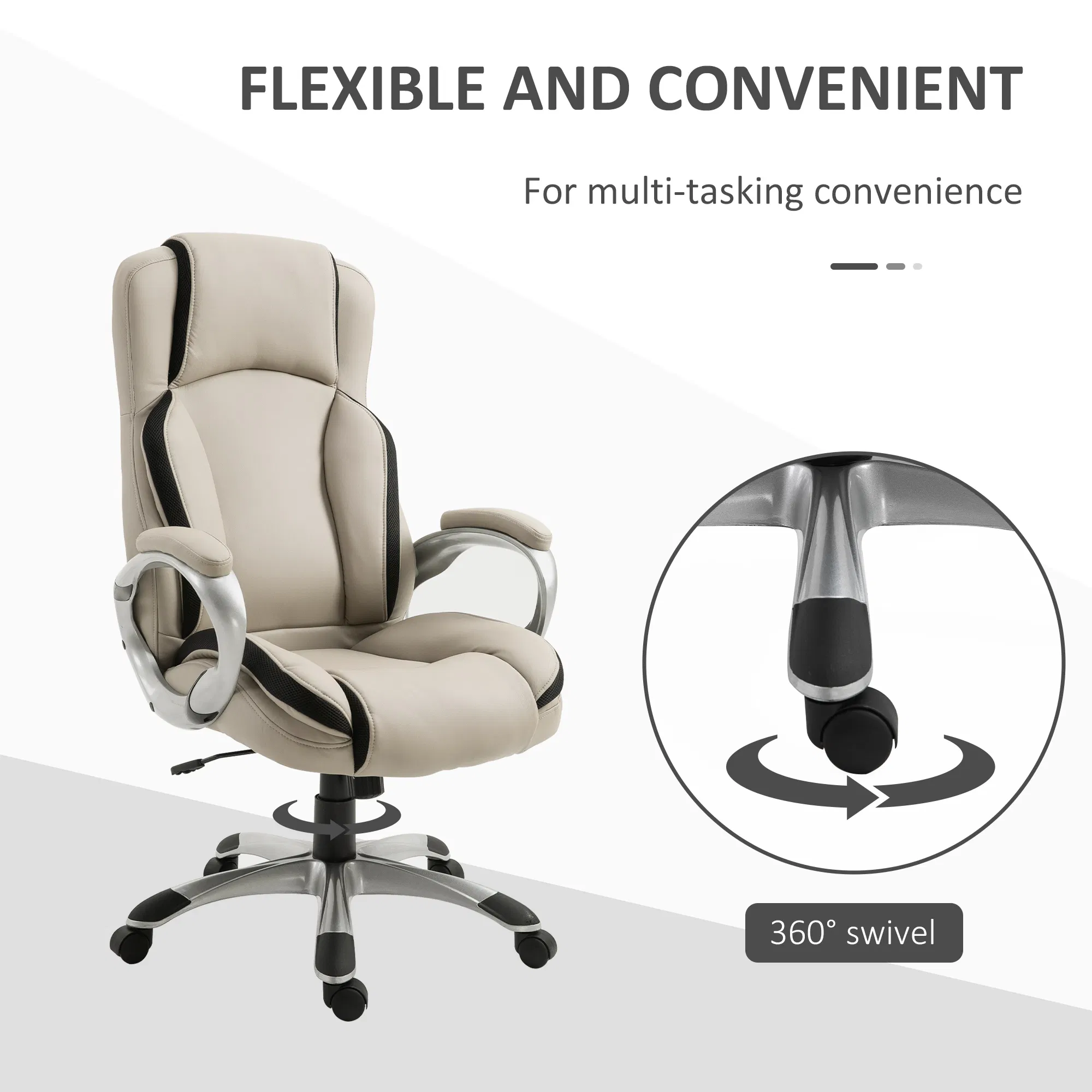 Office Chair PU Leather Executive on Rolling Wheels Task β photo 4