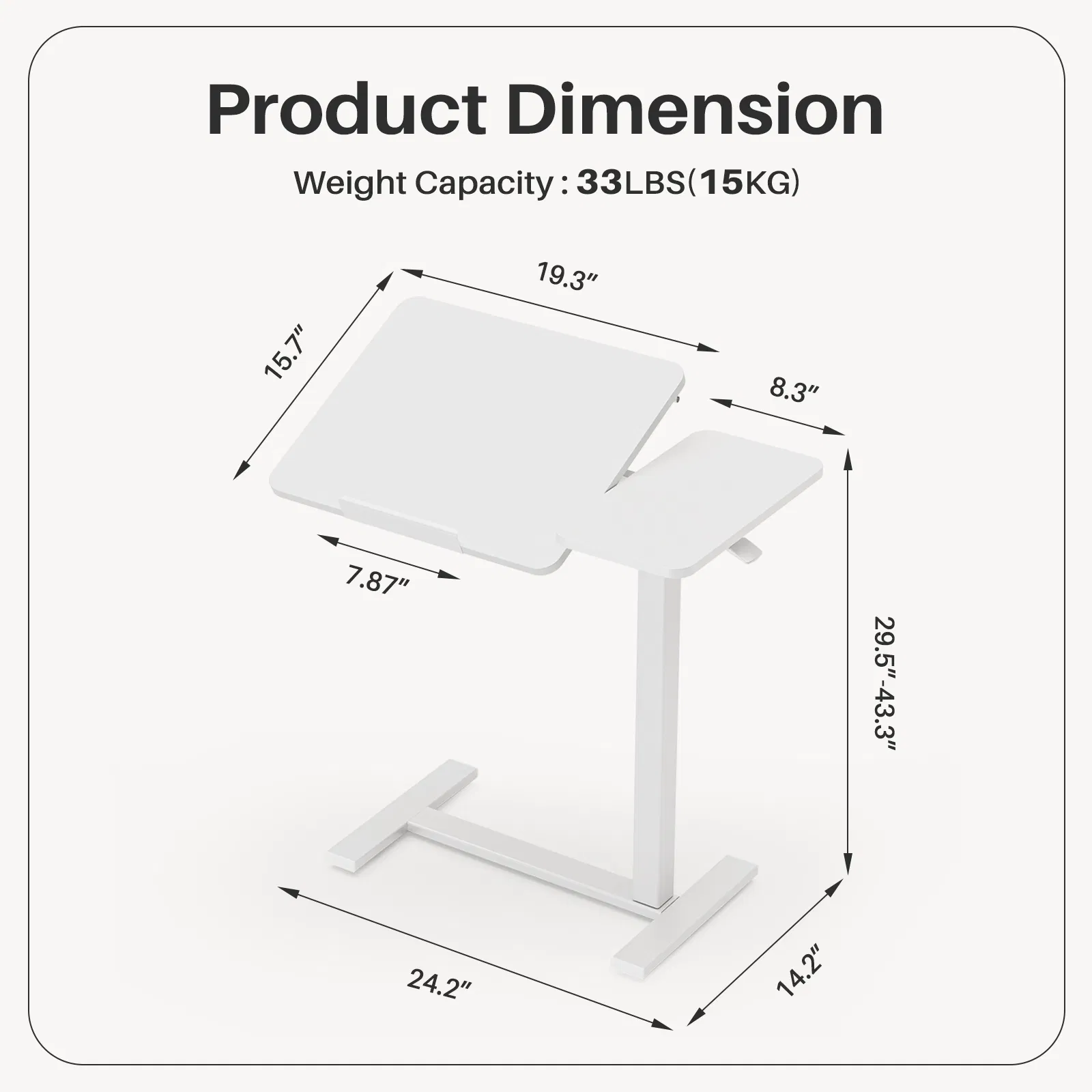 Adjustable Overbed Table with Wheels, Mobile Rolling Laptop Desk, Tilting Bedside Table for Laptop, Bed… image 2