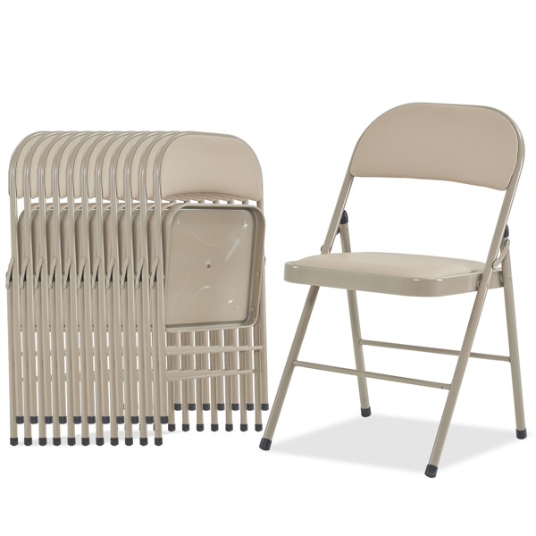 6pcs Elegant Foldable Iron & PVC Chairs for Convention & Exhibition  Light Brown-61