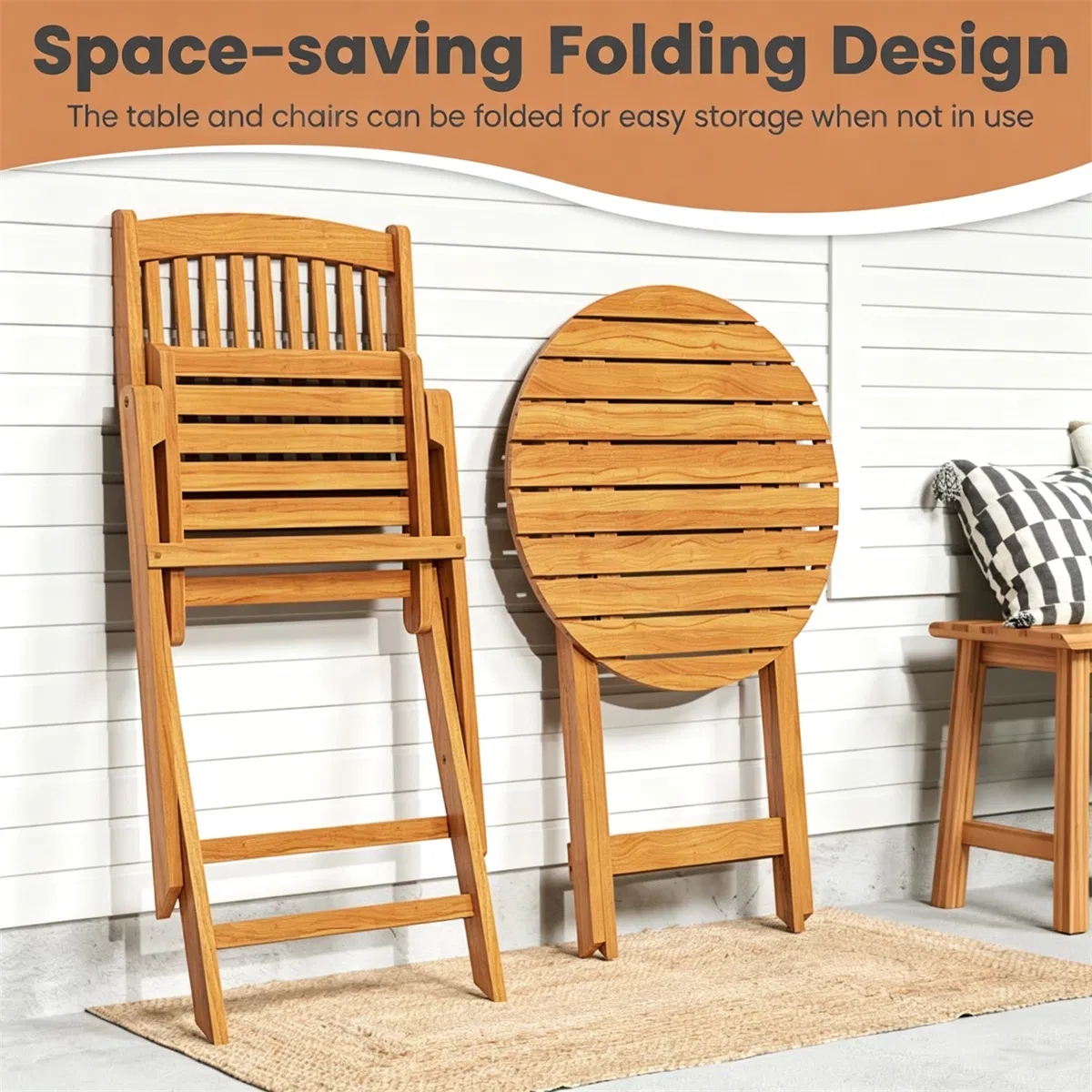Acacia Wood Patio Bistro Set, picture 4 of 5