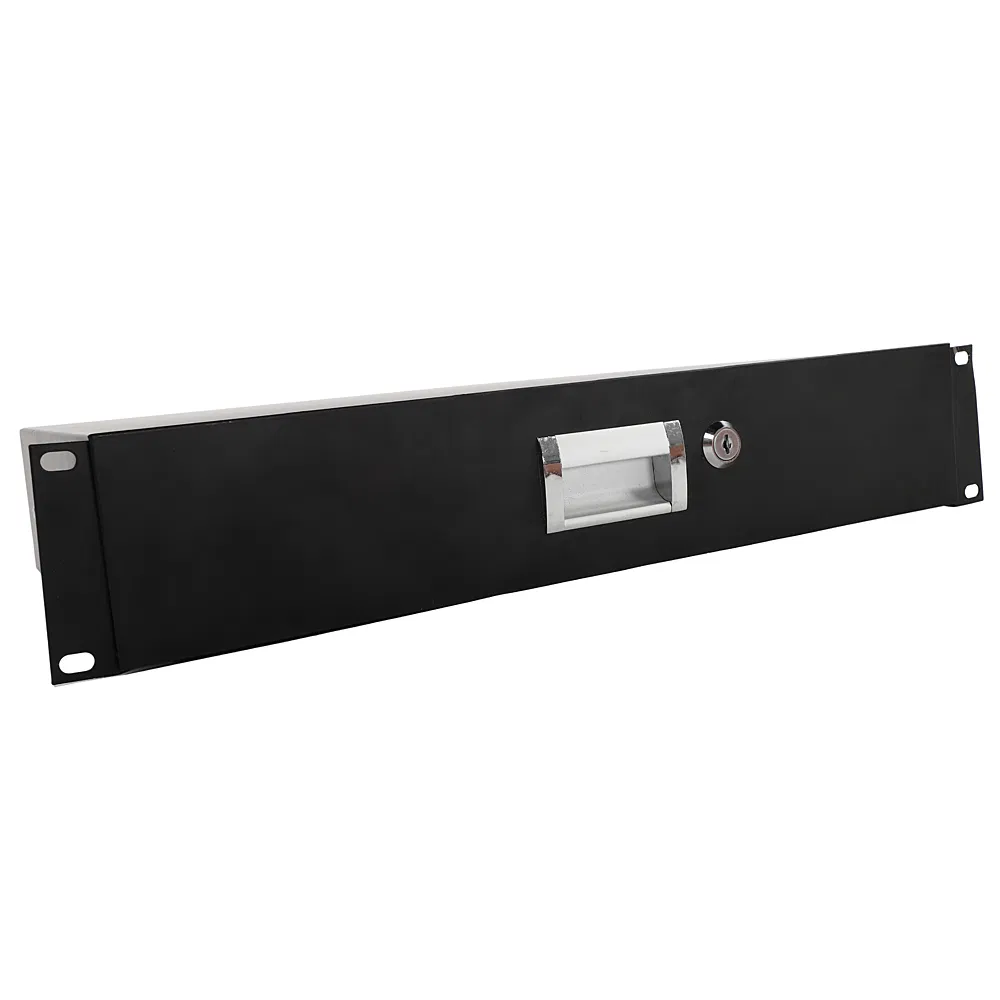 19" 2U Steel Plate DJ Drawer Equipment Cabinet with Keys Black image 4