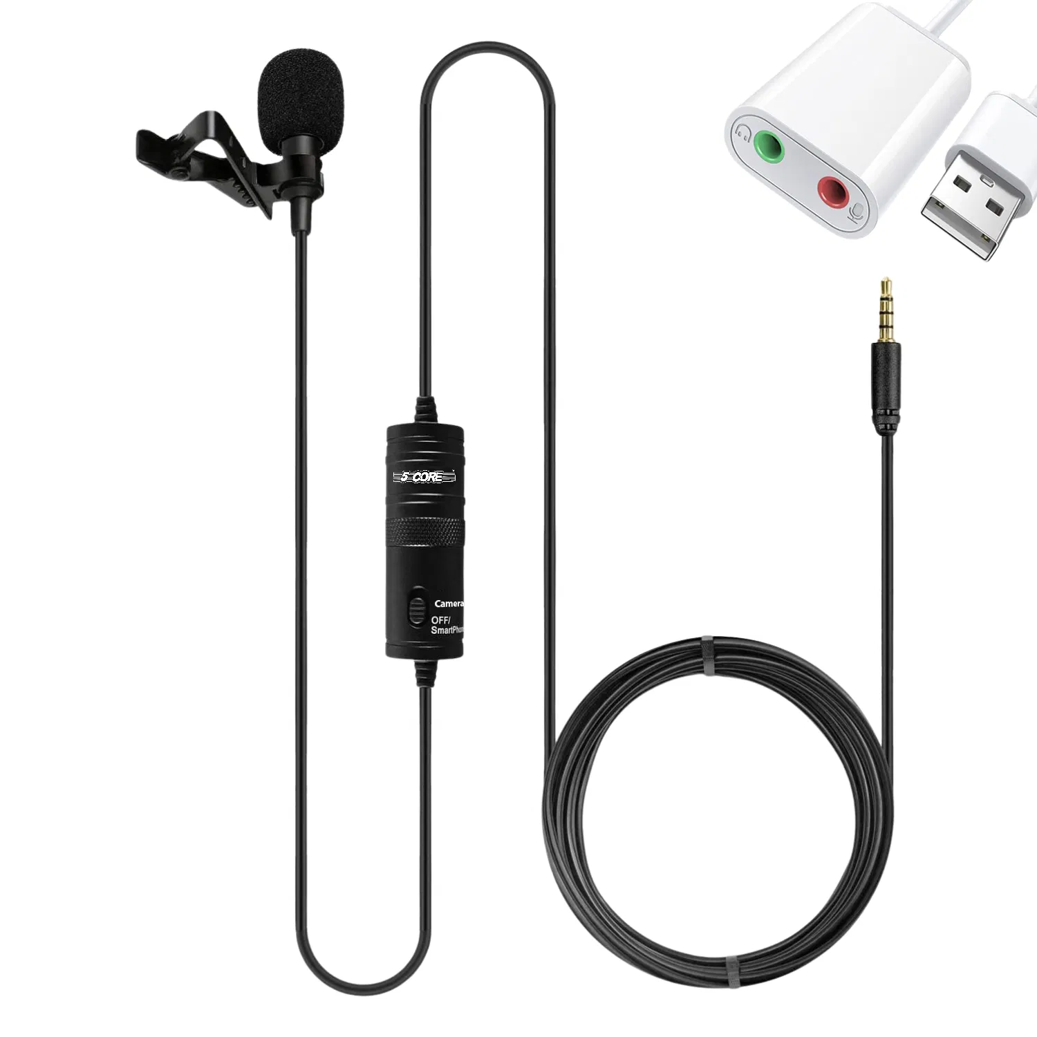 5 Core Microphone Wearable Omnidirectional Condenser Lavalier Body Mic