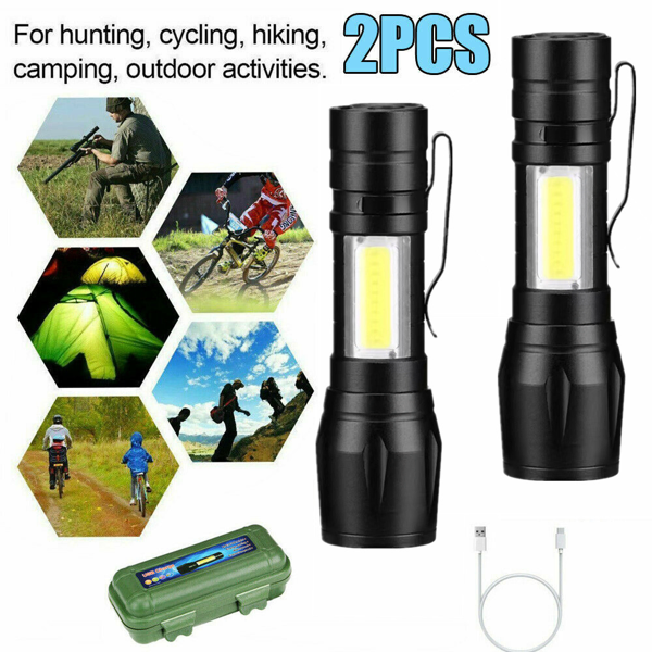 2 Pack USB Rechargeable Small LED Flashlights Camping Flashlight Work Light (Logistics only For USPS.TK/TMEU only For self-pickup)-19