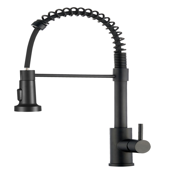 Kitchen Faucet with Pull Down Sprayer Industrial 1 Handle 1 Hole Or 3 Hole Faucet for Farmhouse Camper Laundry Utility Rv Wet Bar Sinks, Stainless Steel, Matte Black[Unable to ship on weekends,usps/fe-8