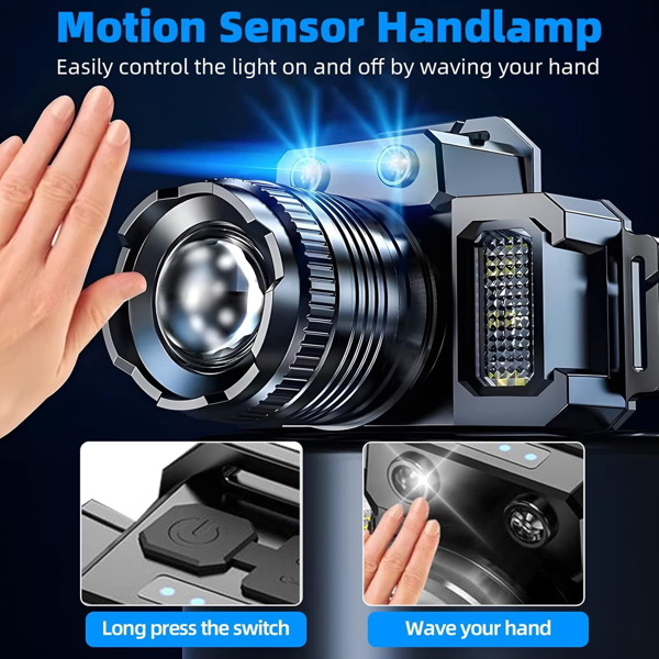 5-Modes LED Headlamp Motion Sensor Headlamp USB Rechargeable Canping Hiking Headlight-17