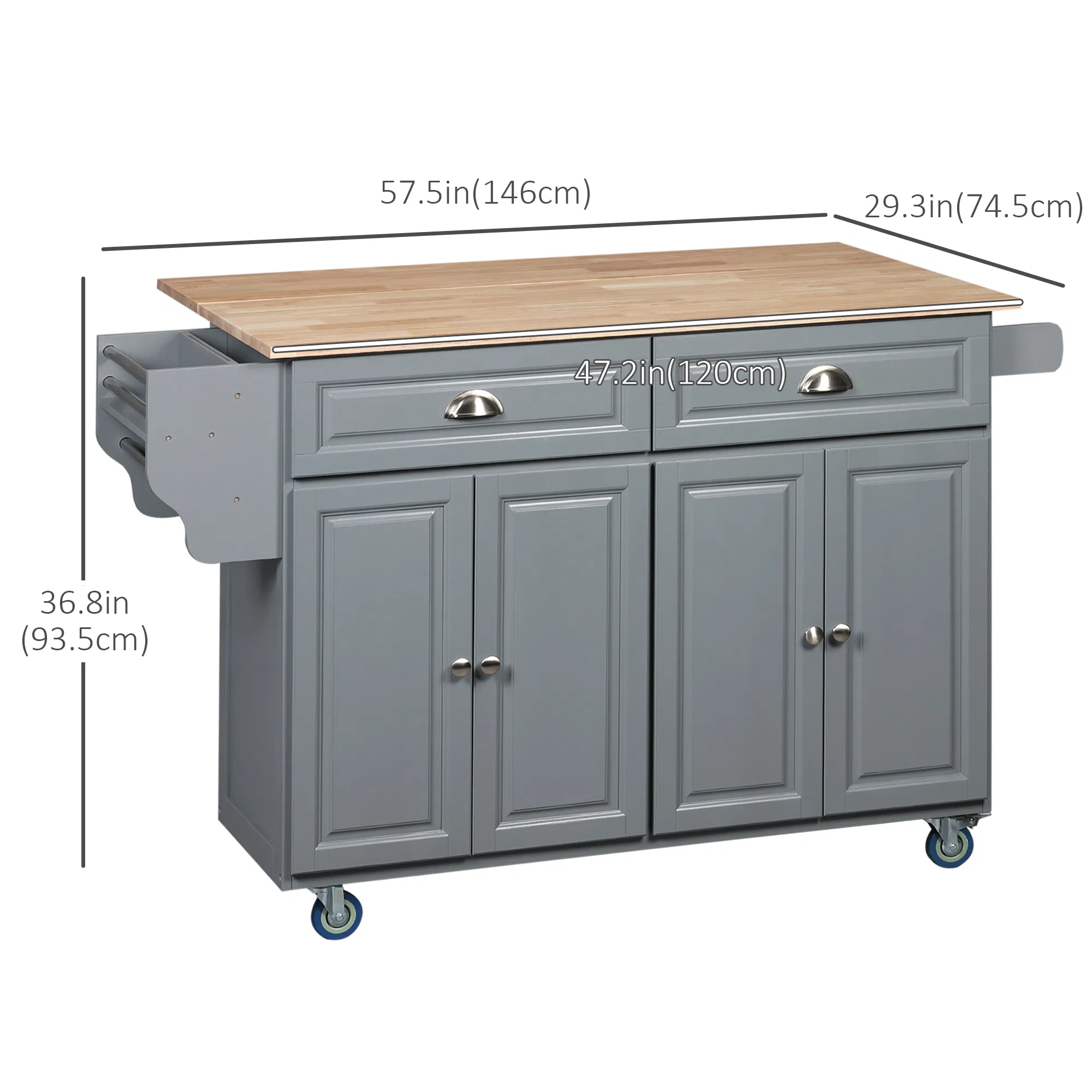 Kitchen Island With Storage, Rolling Kitchen Island With Drop, picture 3 of 5