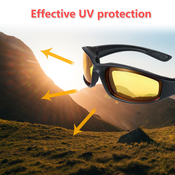 3 pairs  Motorcycle Sports Biker Riding Glasses Wind Resistant Eye Protection Women Men Sports Goggles Cycling Glasses Sunglasses Gray/Clear/Yellow-20