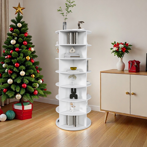 Rotating Shoe Rack Tower, 7-Tier Spinning Storage Rack, Free Standing 360° Revolving Shoe Organizer, Holds 28 Pairs of Shoes (7-Tier,White) -21
