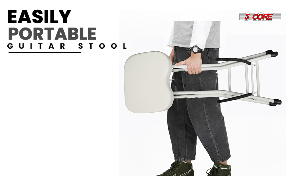 5Core Guitar Stool 3.15" Padded Chair Foldable Heavy Duty Music Seat Built in Foot Rest Guitar Stand image 14