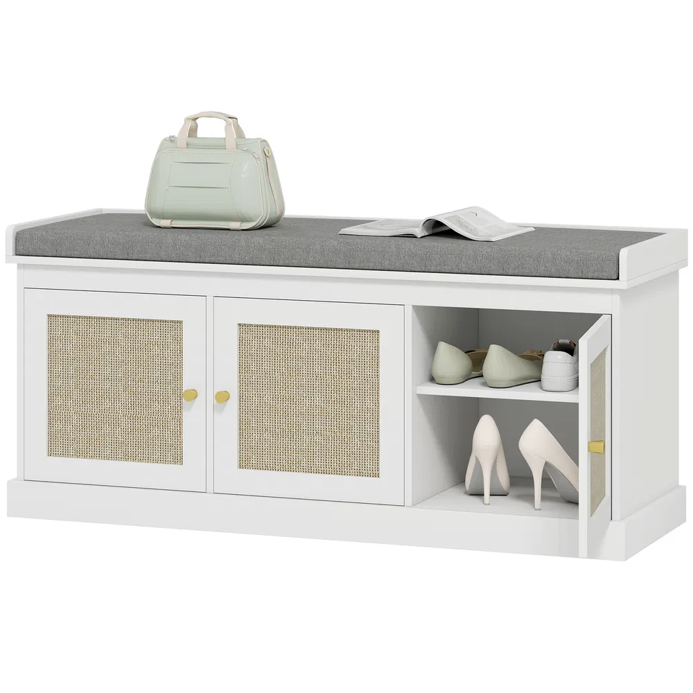 Shoe Storage Bench with Rattan Doors, picture 5 of 5