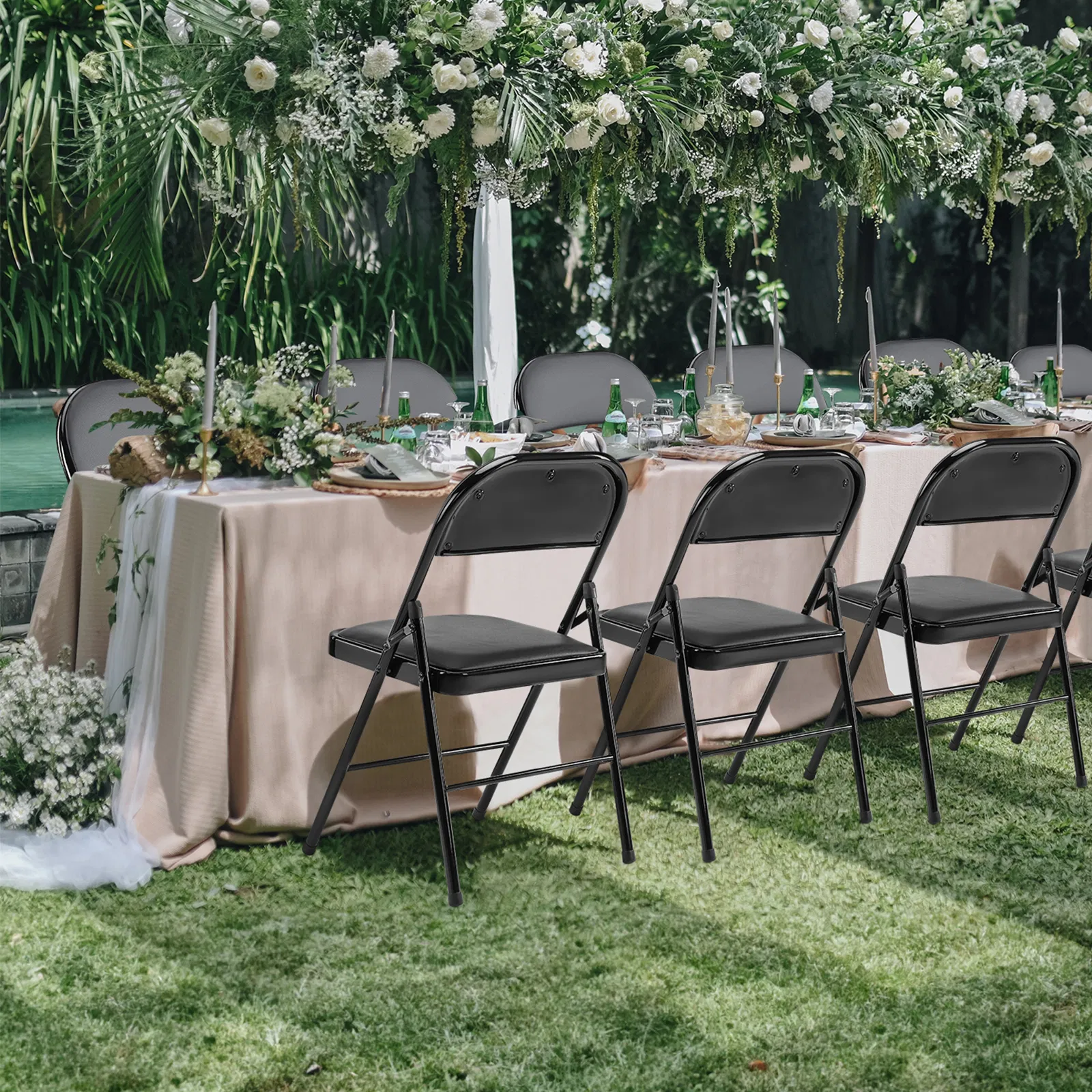 Folding Chair, Leather Padded Folding Chairs, Easy to Use and Store, Outdoor and Indoor, for Home, Office, Party, Comfy image 4