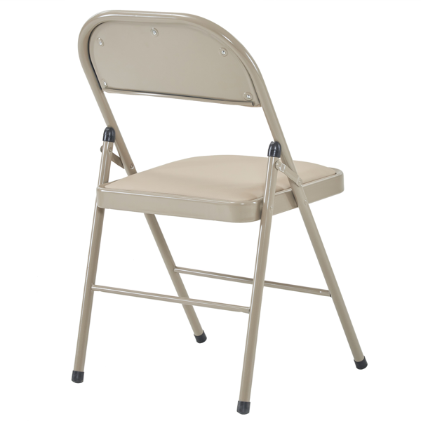 6pcs Elegant Foldable Iron & PVC Chairs for Convention & Exhibition  Light Brown-46