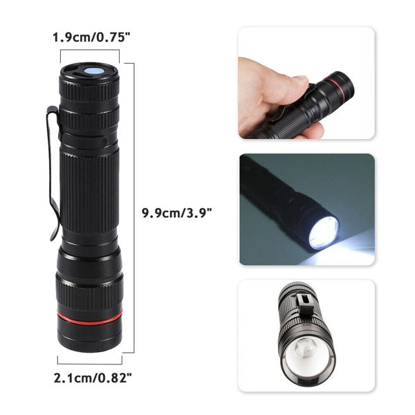 2 Pack USB Rechargeable LED Flashlight Adjustable Focus 3-Modes Outdoor Mini Flashlight W/ USB Cable+Mini Box-15