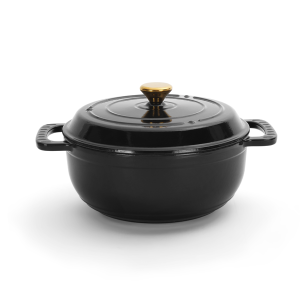 Cast iron 5QT cooking pot - Pure black - includes two silicone gloves - Enamel pot-12