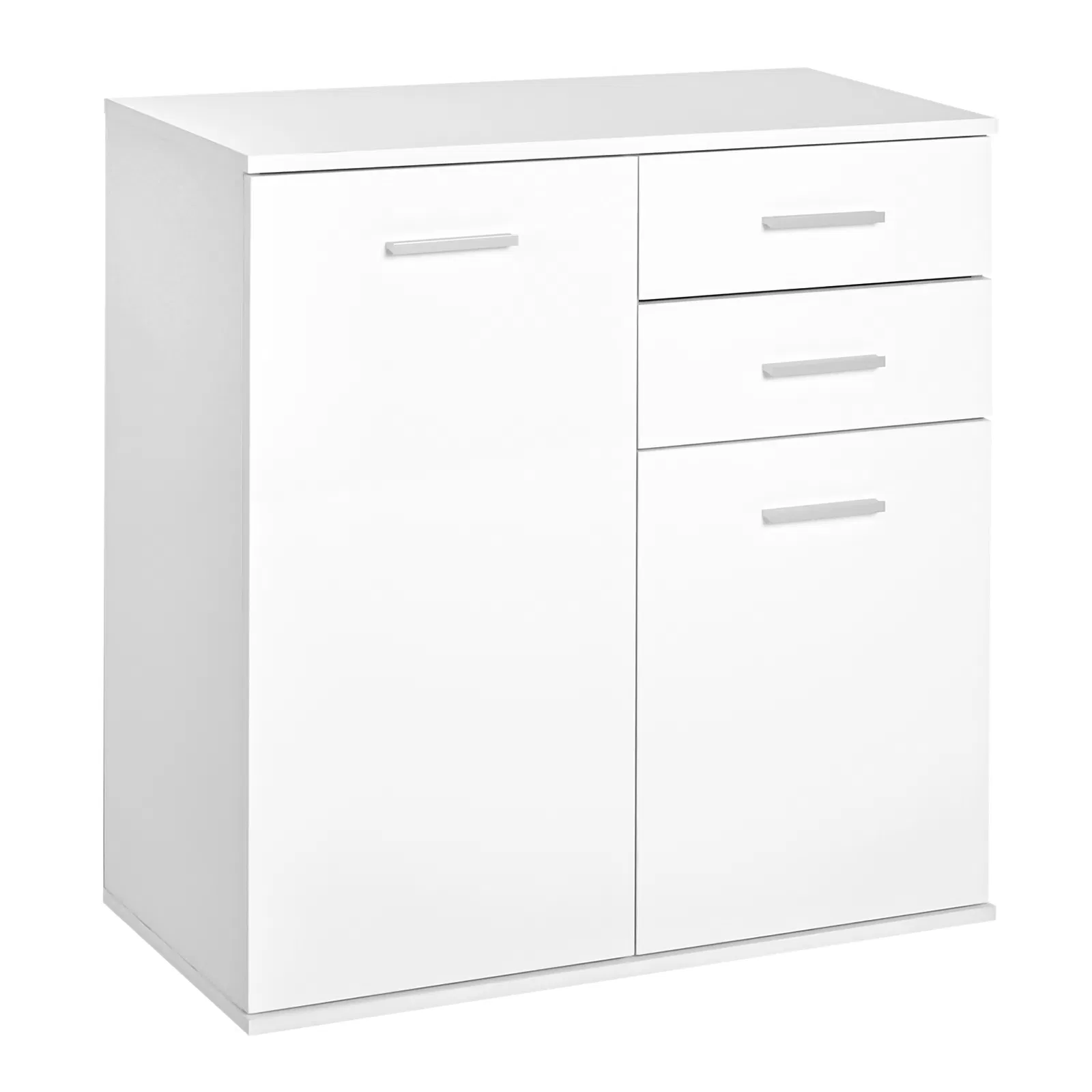 High Gloss Sideboard with 2 Drawers and 2 Doors, Buffet Cabinet with Adjustable Shelf, Coffee Bar Cabinet with Storage, White