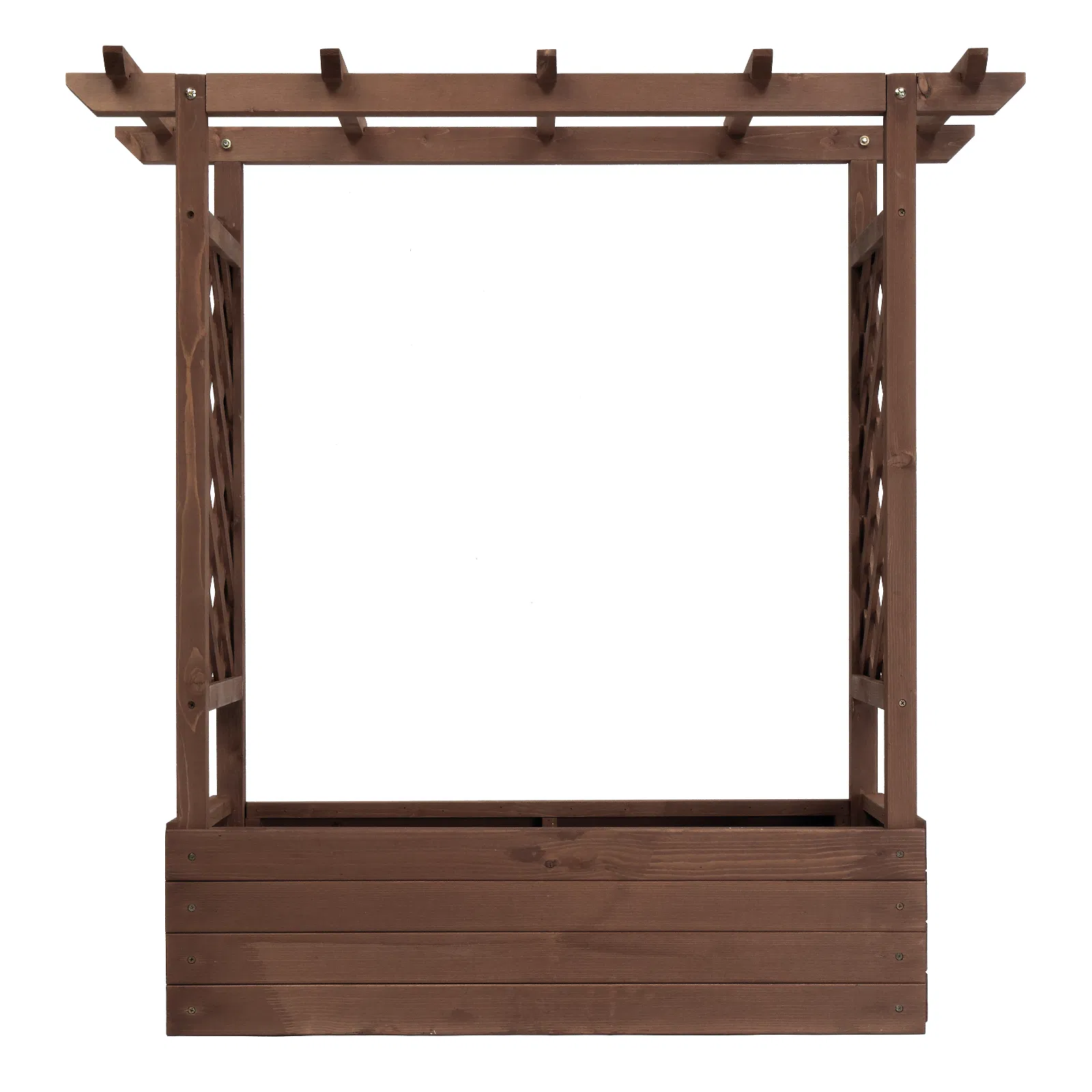 43.5*17.5*44.5 In Fir With Arched Lattice Raised Garden Bed Wooden Planting Frame Carbonized image 9