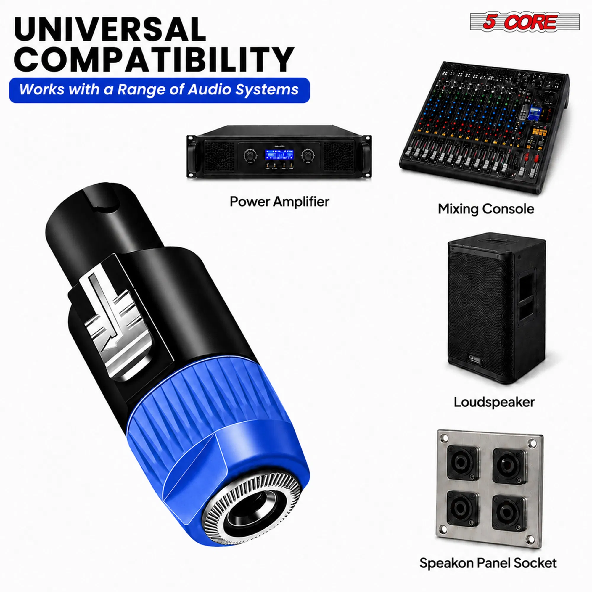 5 Core Speakon Adapter High Quality Audio Jack Male Audio Pin Speaker…