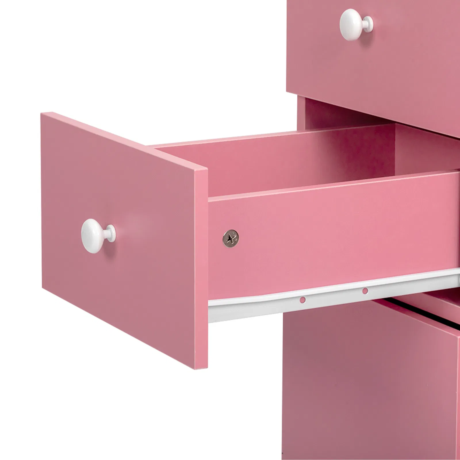 Nail Desk Folding Table, Pink MDF Manicure Station w/ 2 Drawers & 1 Door Cabinet for Nail Art Salon Home… image 8