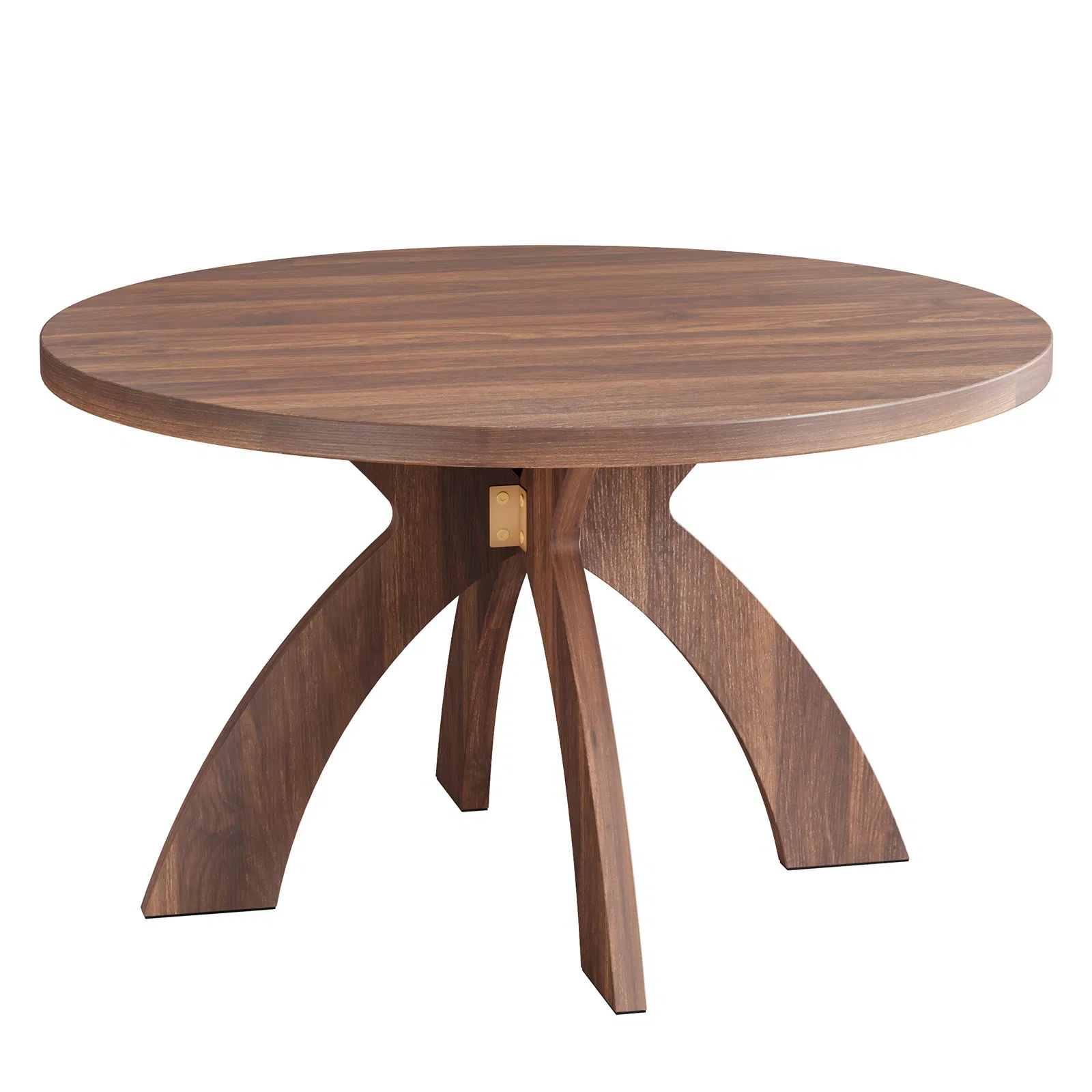 Round Coffee Table, 31.5 Inch Walnut Finish MDF Coffee Table with Curved Cross Legs, Modern Minimalist… image 6