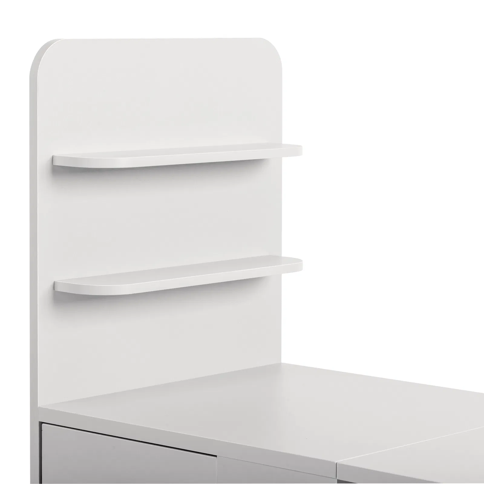 White MDF Folding Nail Desk with 2 Drawers, Cabinet Door & Storage Shelf image 10