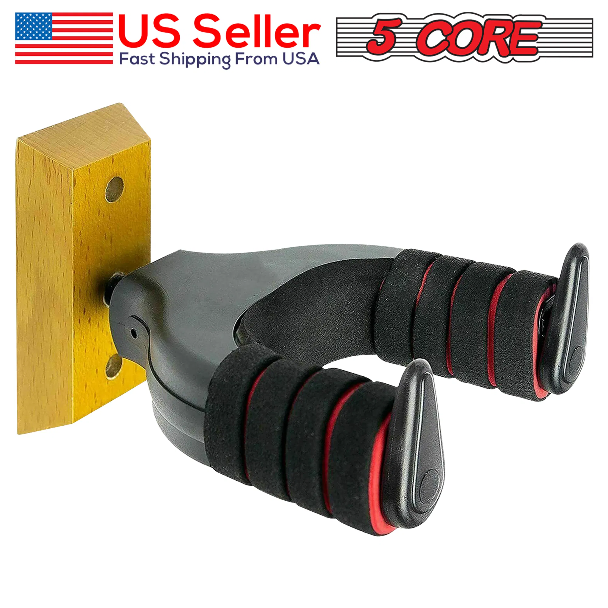 5Core Guitar Wall Mount Hanger Hook Metal Base Soft Padding Adjustable Rotatable Holder